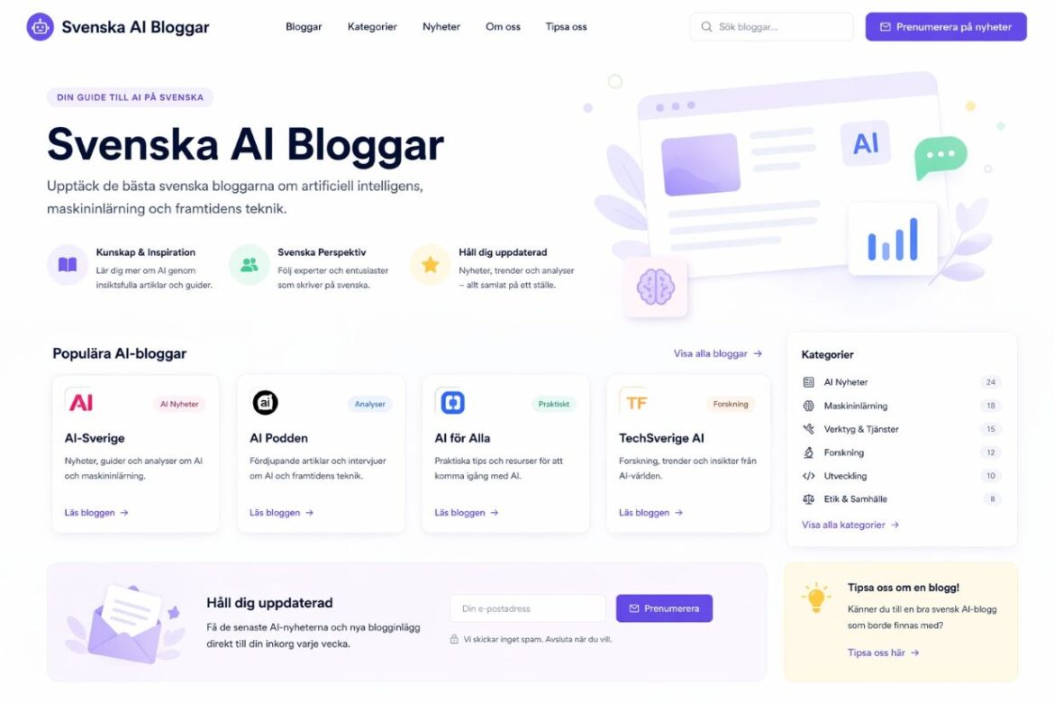 AI-bloggar i Sverige – bästa listan för dig som vill följa AI på svenska