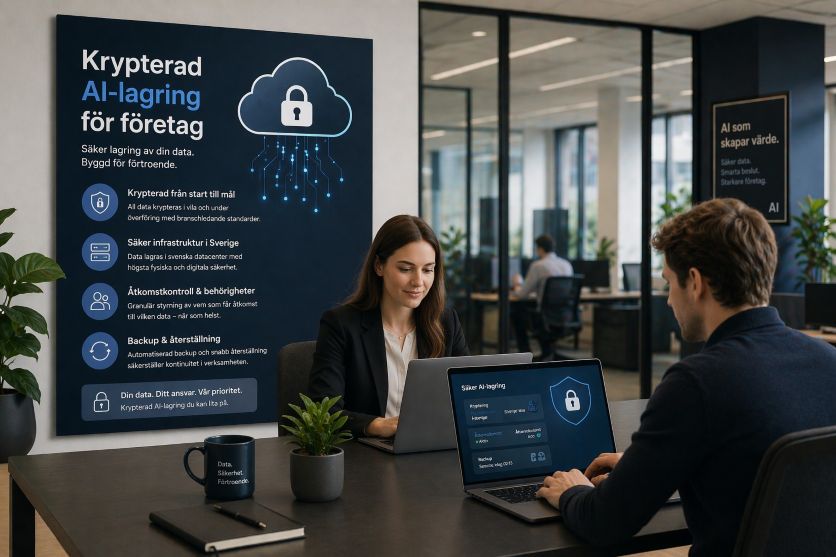 Krypterad AI-lagring för företag – så fungerar säker datalagring i praktiken