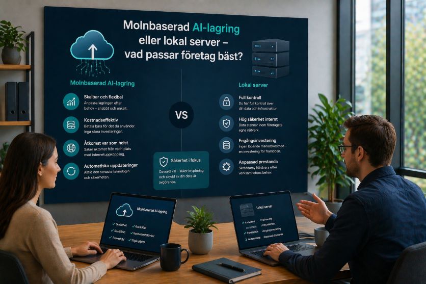 Molnbaserad AI-lagring eller lokal server – vad passar företag bäst?