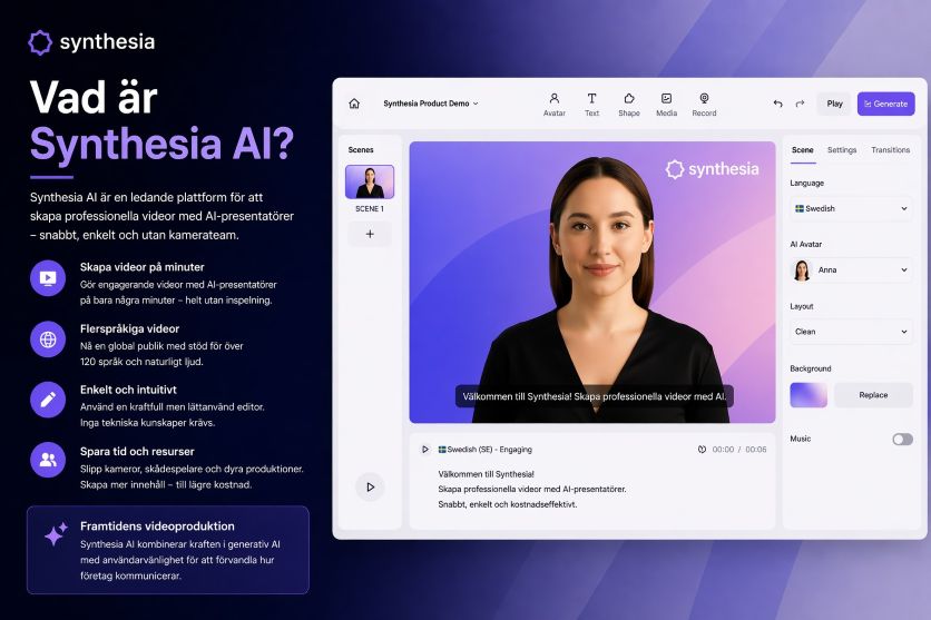 Vad är Synthesia AI? AI-verktyget för avatarvideo och videoproduktion