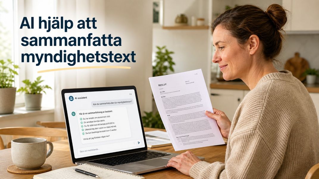 AI hjälp att sammanfatta myndighetstext – förstå brev, beslut och regler enklare