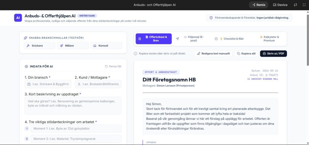 Anbuds och offerthjalpen AI