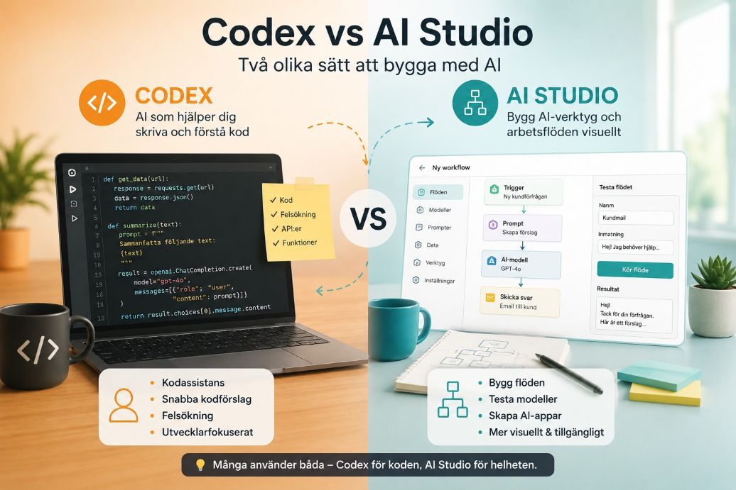Skillnad AI Studio Codex