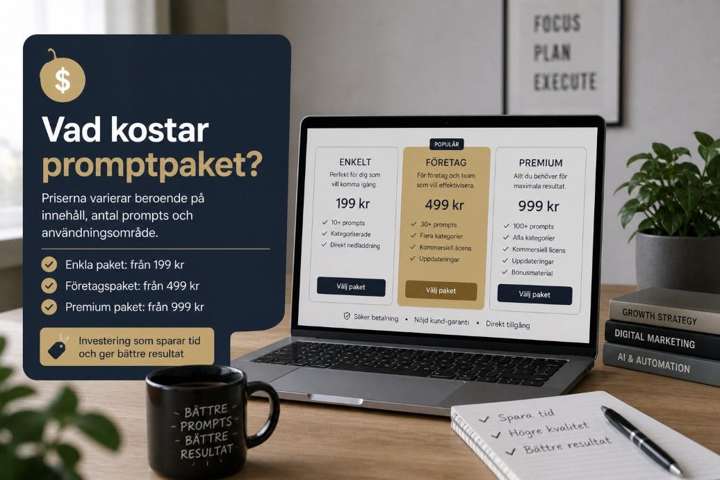 Vad kostar promptpaket? (2026 guide) – priser, nivåer och vad du faktiskt får